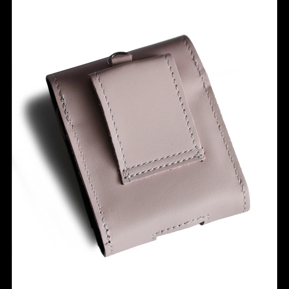 LURESKO HECTOR FLIP M leather neck/belt/belt loop case for Flip models (smooth pink with white thread) - 2