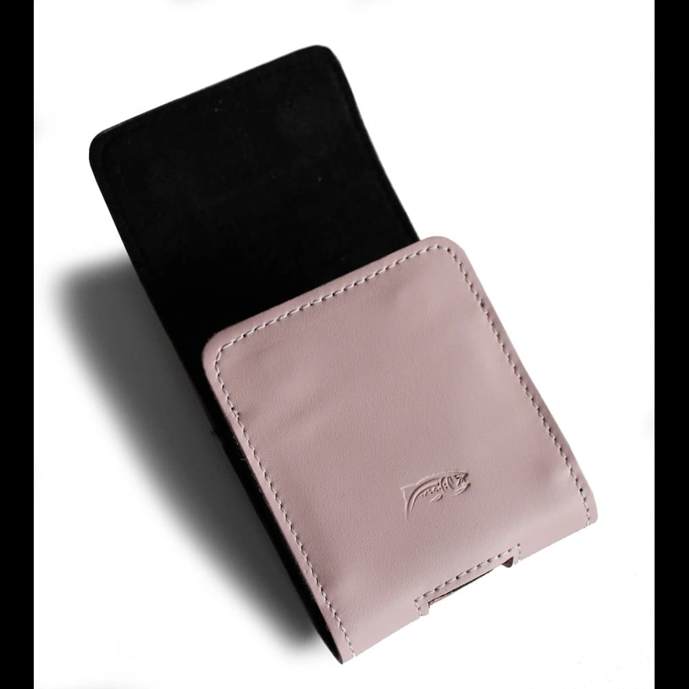 LURESKO HECTOR FLIP M leather neck/belt/belt loop case for Flip models (smooth pink with white thread) - 3