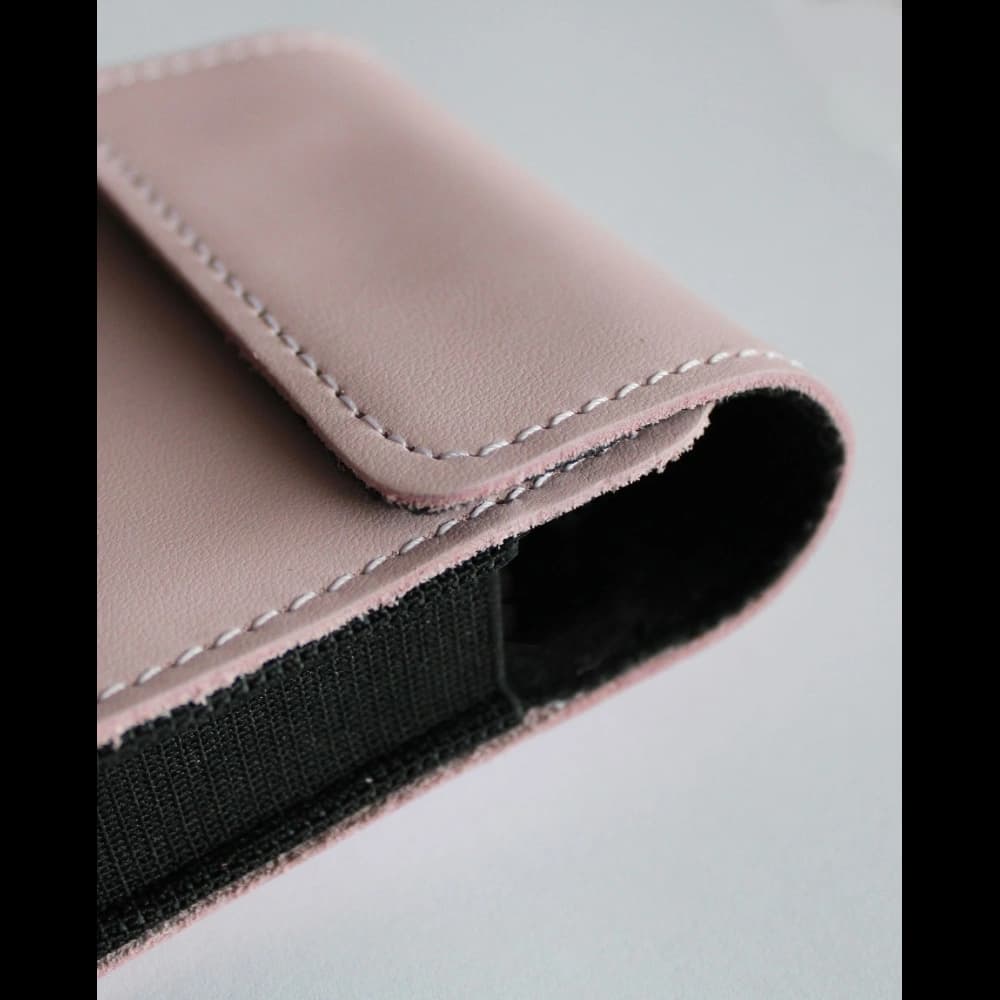 LURESKO HECTOR FLIP M leather neck/belt/belt loop case for Flip models (smooth pink with white thread) - 6