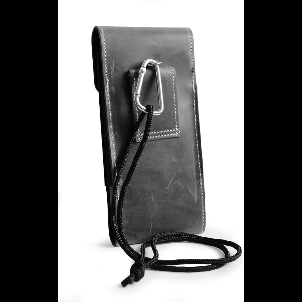 LURESKO HECTOR XXL Lederhalskette / Gürteltasche / Loop-Holster vertikal 167x78x10mm (grau vintage mit weißem Faden) - 4