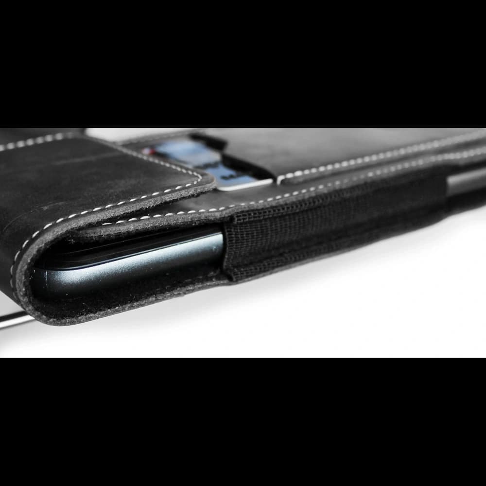 LURESKO HECTOR XXL Lederhalskette / Gürteltasche / Loop-Holster vertikal 167x78x10mm (grau vintage mit weißem Faden) - 8