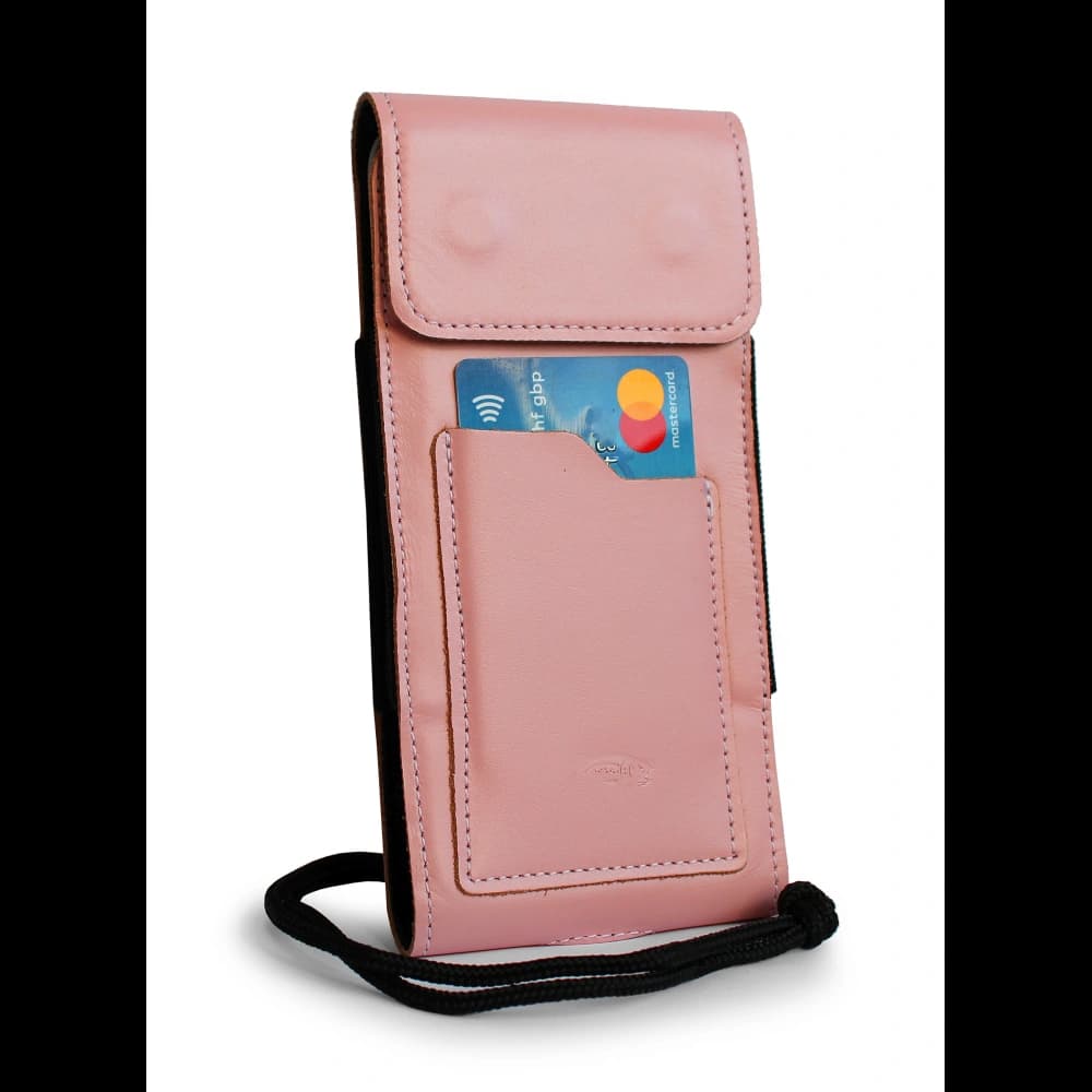 LURESKO HECTOR XXL leather neck case / belt case / loop case vertical 167x78x10mm (smooth pink with white thread) - 3