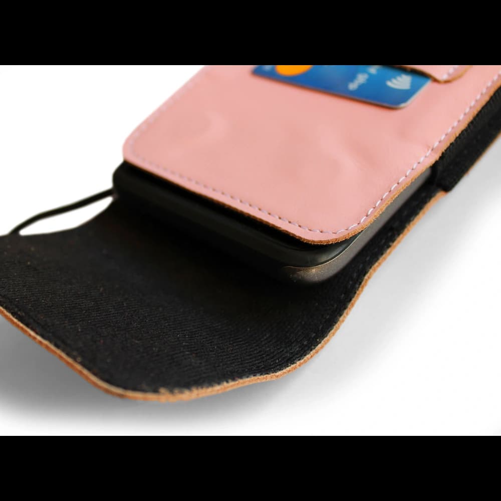 LURESKO HECTOR XXL leather neck case / belt case / loop case vertical 167x78x10mm (smooth pink with white thread) - 8