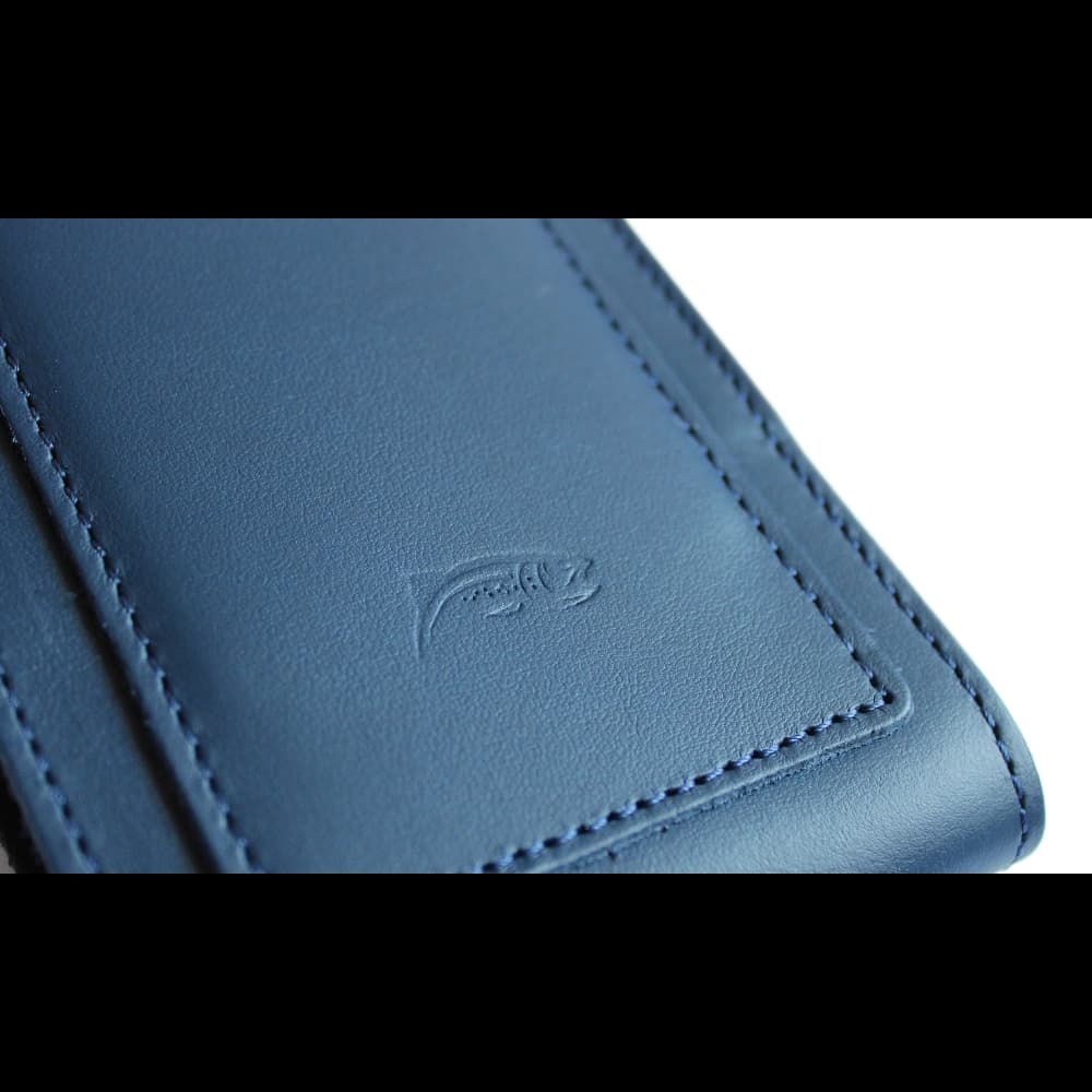 LURESKO HECTOR XXL Lederhals-Case / Gürteltasche / Loop-Holster vertikal 167x78x10mm (glatt blau mit blauer Naht) - 6