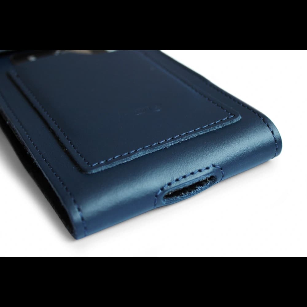 LURESKO HECTOR XXL Lederhals-Case / Gürteltasche / Loop-Holster vertikal 167x78x10mm (glatt blau mit blauer Naht) - 7