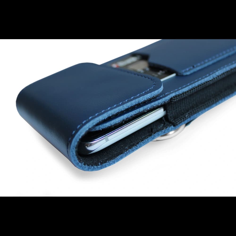 LURESKO HECTOR XXL Lederhals-Case / Gürteltasche / Loop-Holster vertikal 167x78x10mm (glatt blau mit blauer Naht) - 9