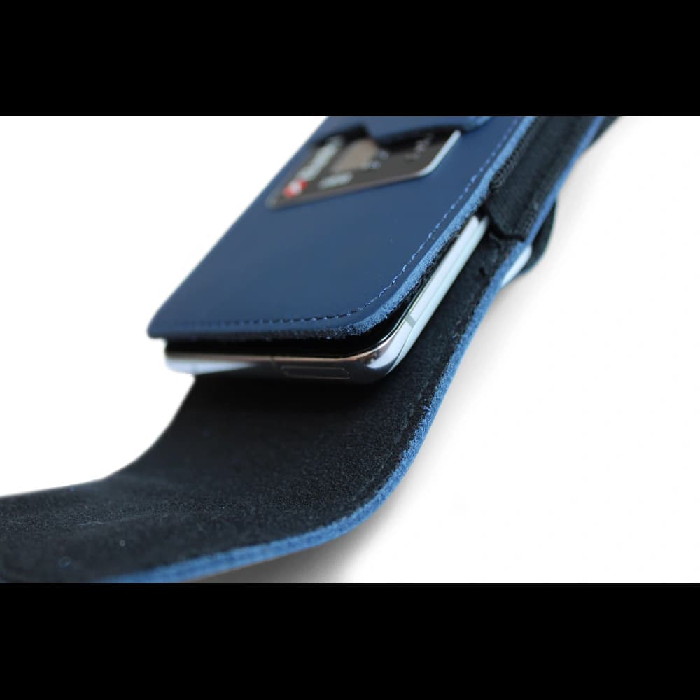 LURESKO HECTOR XXL Lederhals-Case / Gürteltasche / Loop-Holster vertikal 167x78x10mm (glatt blau mit blauer Naht) - 10