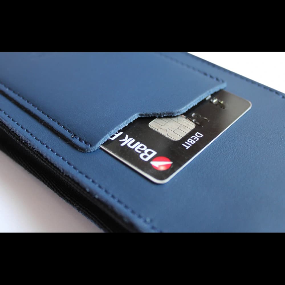 LURESKO HECTOR XXL Lederhals-Case / Gürteltasche / Loop-Holster vertikal 167x78x10mm (glatt blau mit blauer Naht) - 11