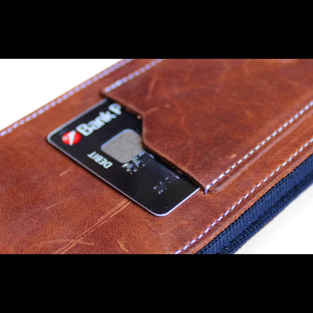 LURESKO HECTOR XXL R XXL Lederhals- / Gürteltasche / Loop Holster vertikal 167x78x10mm (helles Vintage-Braun mit weißen Nähten) - 11