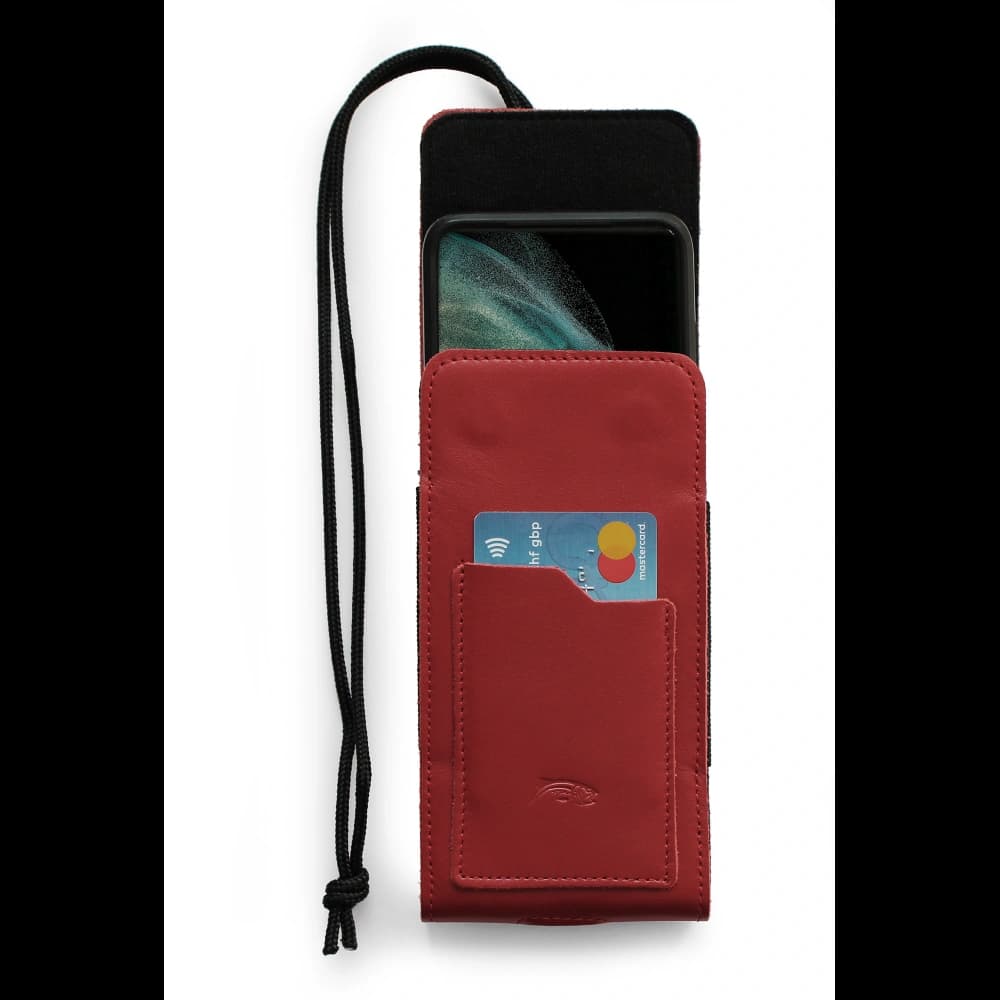 LURESKO HECTOR XXL Lederhals-Case / Gürteltasche / vertikaler Loop-Holster 167x78x10mm (rot glatt mit rotem Faden) - 5