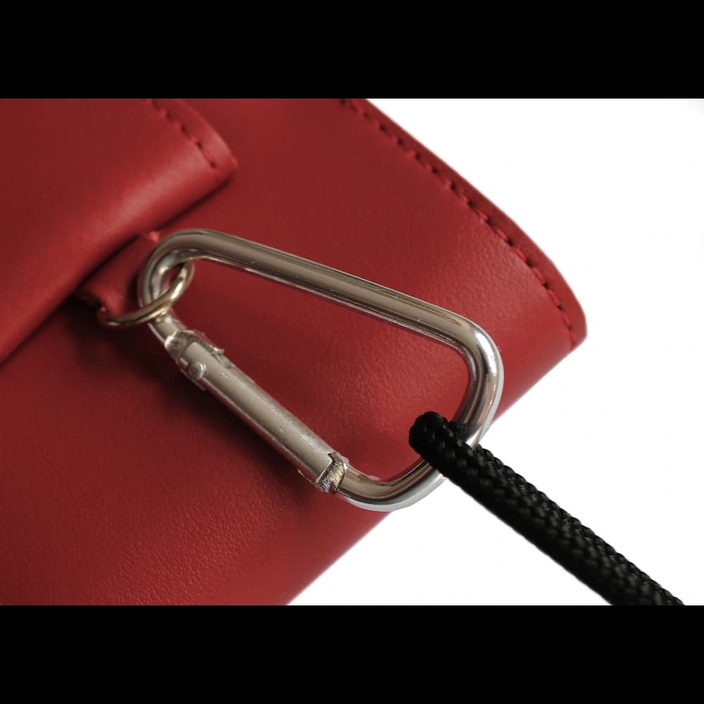 LURESKO HECTOR XXL Lederhals-Case / Gürteltasche / vertikaler Loop-Holster 167x78x10mm (rot glatt mit rotem Faden) - 12