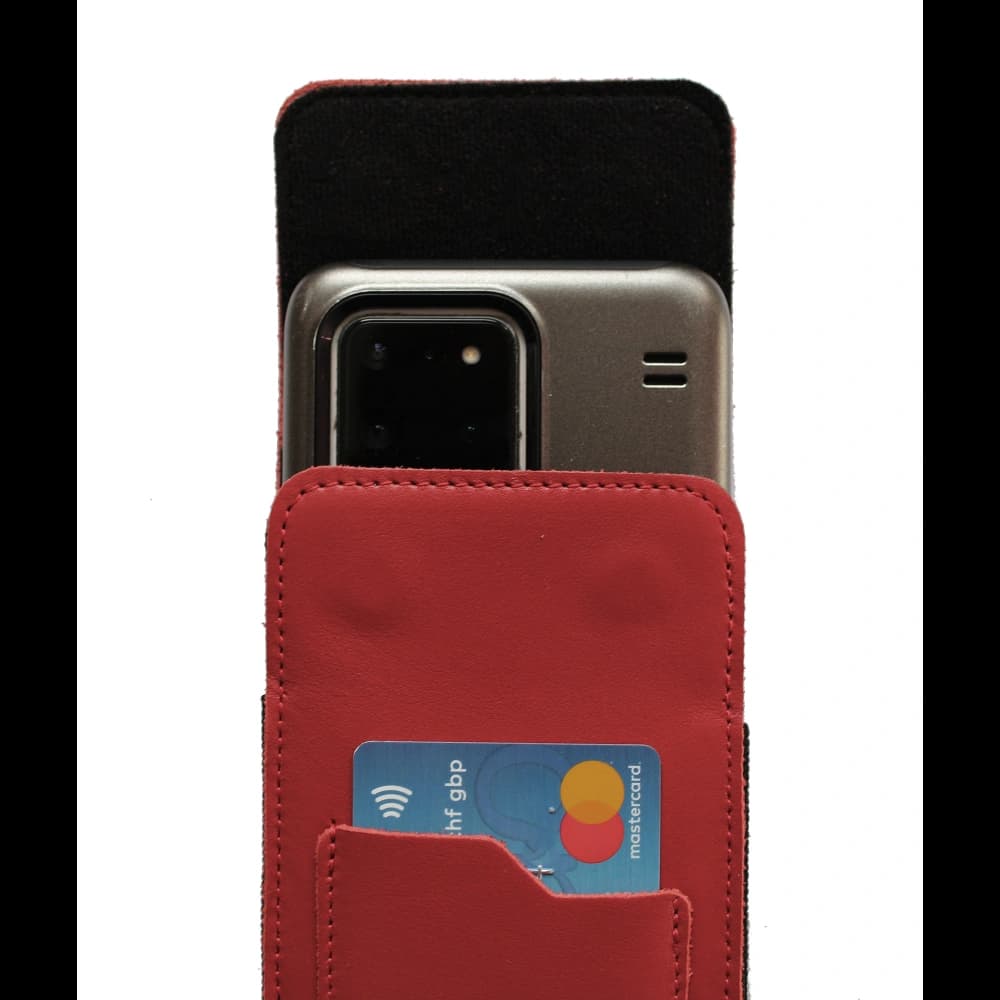 LURESKO HECTOR XXL Lederhals-Case / Gürteltasche / vertikaler Loop-Holster 167x78x10mm (rot glatt mit rotem Faden) - 13