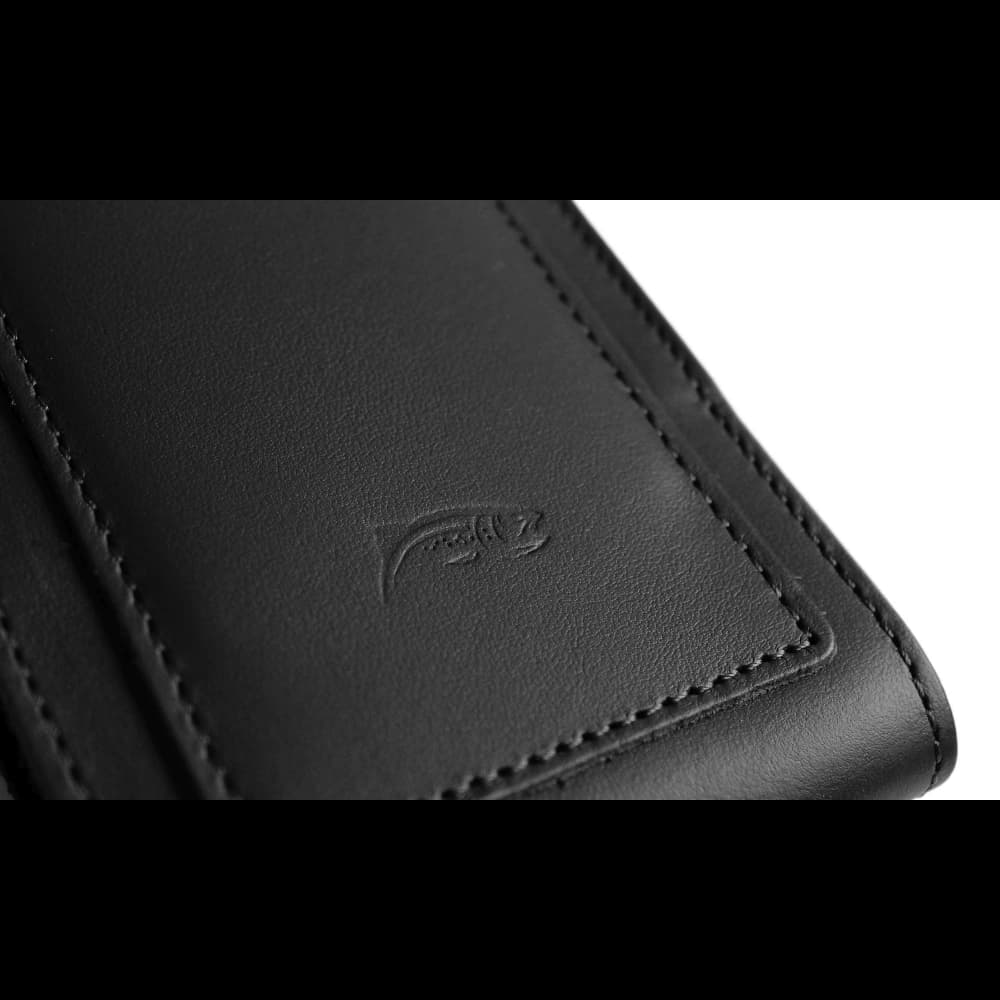 LURESKO HECTOR XXL Lederhalsgepäck / Gürteltasche / Schlaufenetui / vertikaler Holster 167x78x10mm (schwarz glatt mit schwarzem Faden) - 6