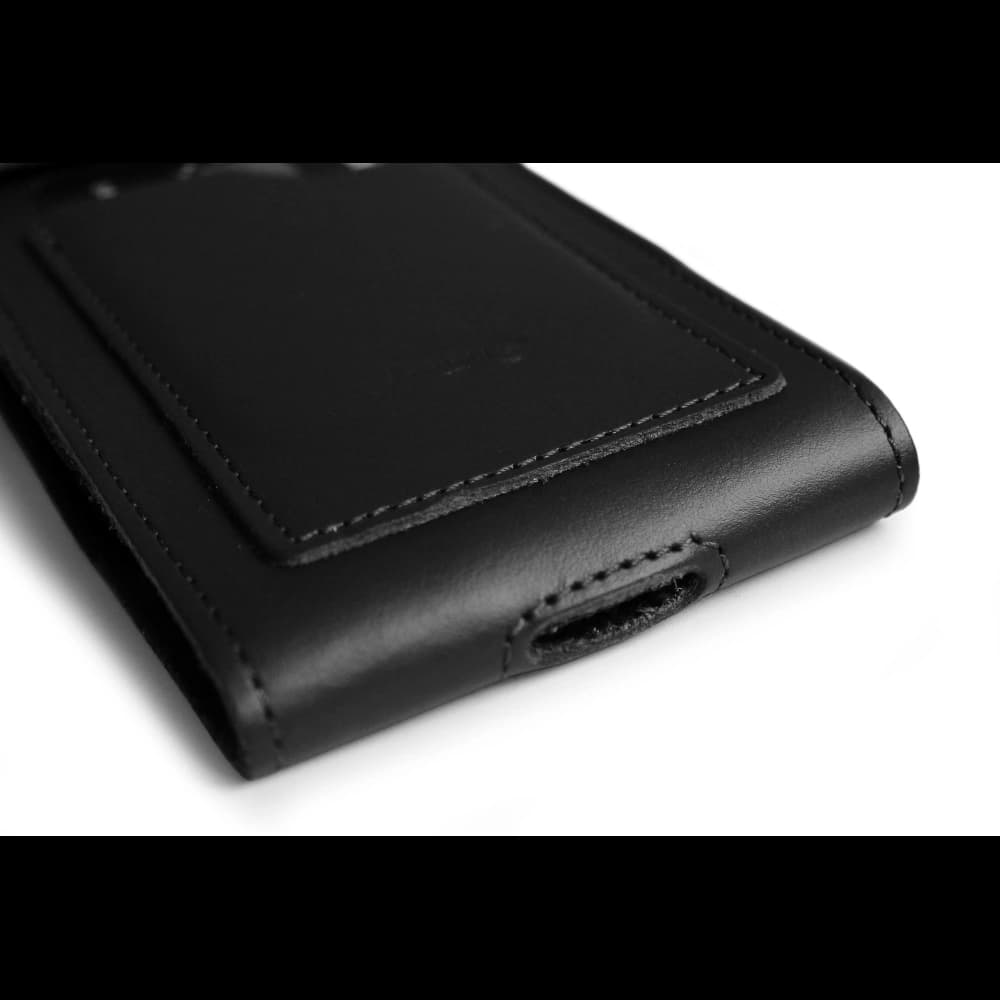 LURESKO HECTOR XXL Lederhalsgepäck / Gürteltasche / Schlaufenetui / vertikaler Holster 167x78x10mm (schwarz glatt mit schwarzem Faden) - 7