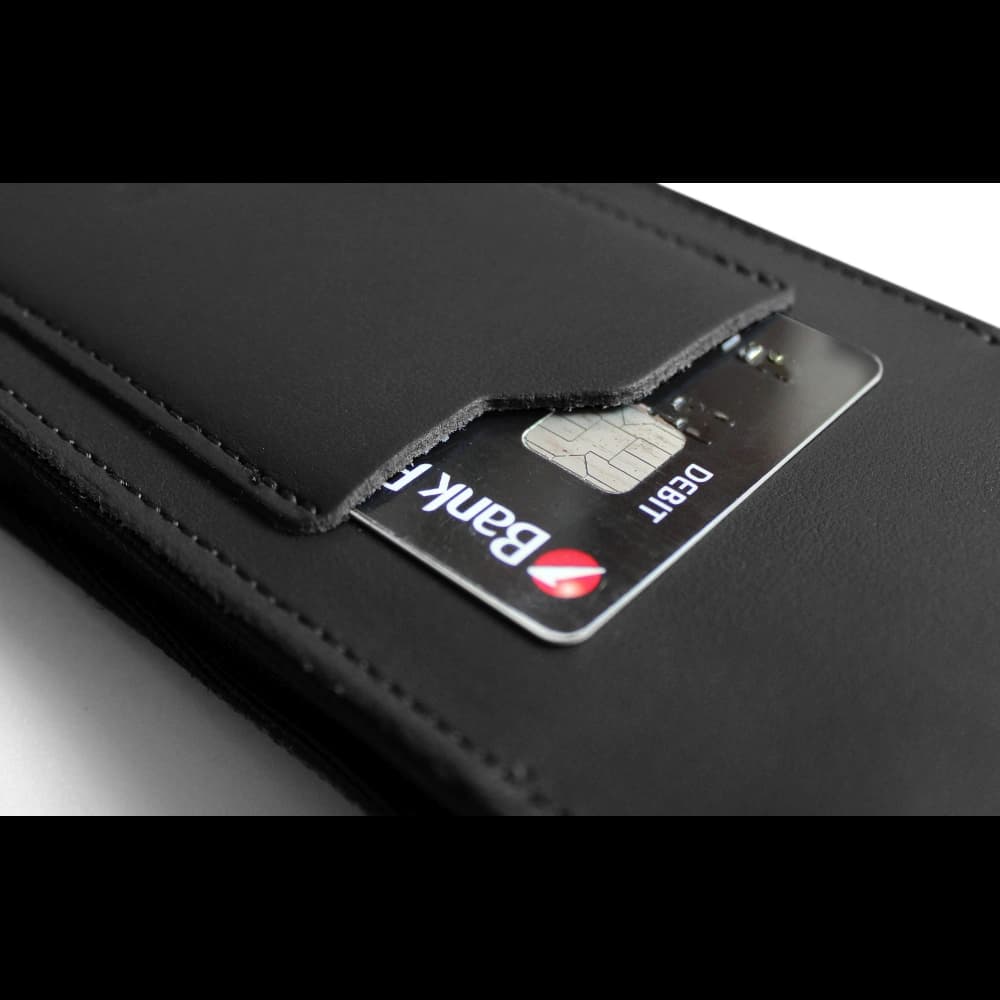 LURESKO HECTOR XXL Lederhalsgepäck / Gürteltasche / Schlaufenetui / vertikaler Holster 167x78x10mm (schwarz glatt mit schwarzem Faden) - 11