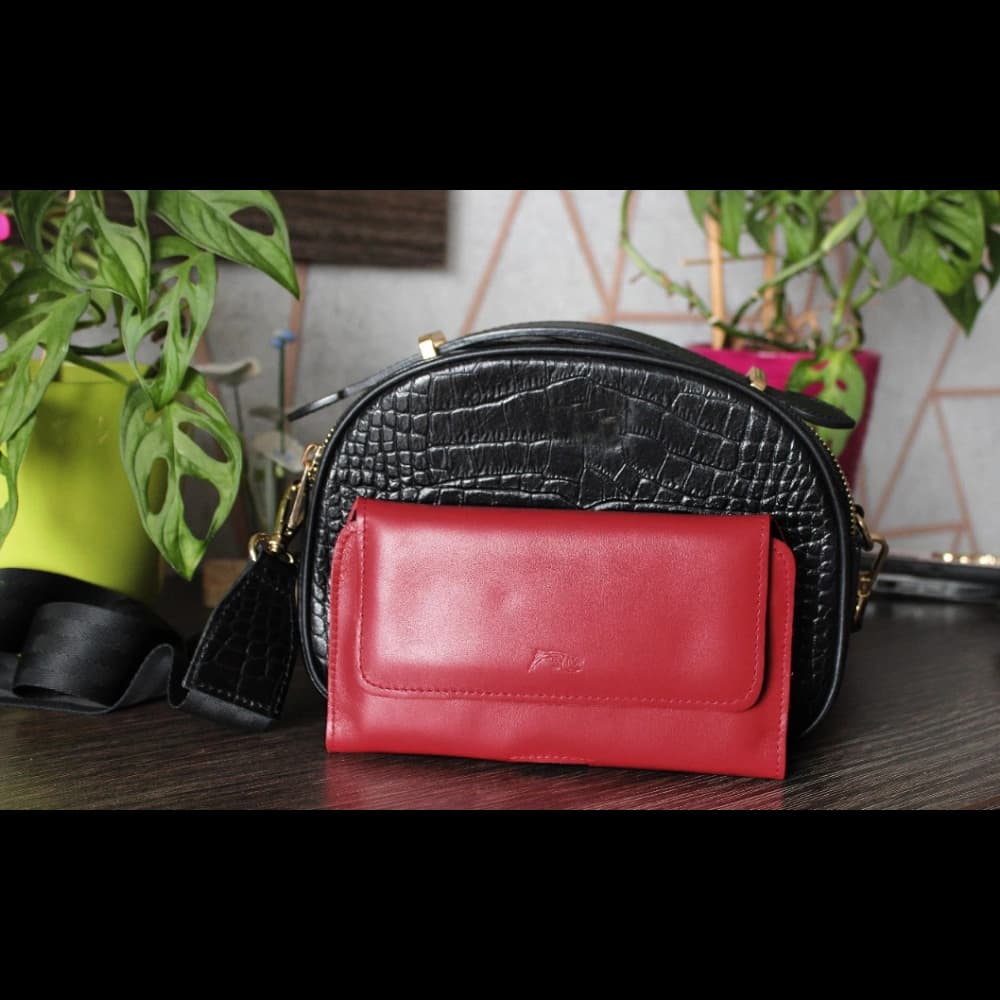 LURESKO ELLA XXL Lederschutzhülle für Telefon - 170x85x12 / für Handtasche Rucksack (rot) - 6