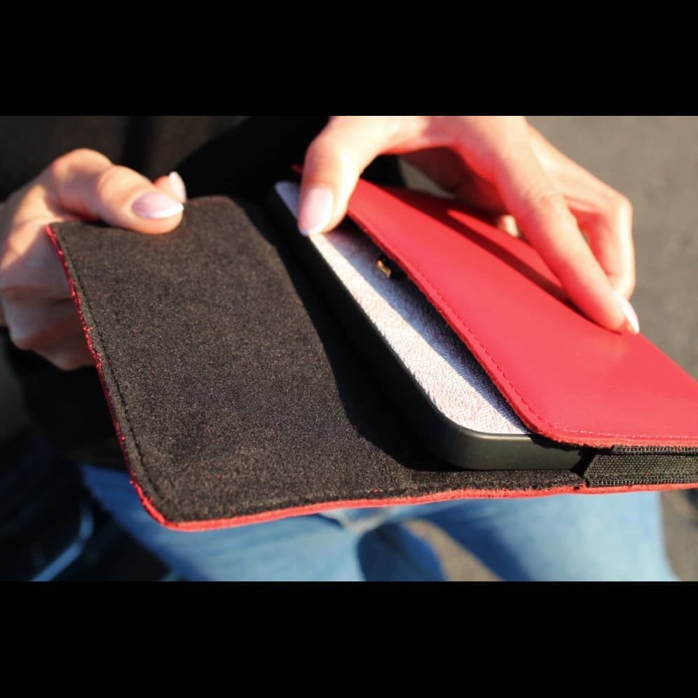 LURESKO ELLA XXL Lederschutzhülle für Telefon - 170x85x12 / für Handtasche Rucksack (rot) - 11