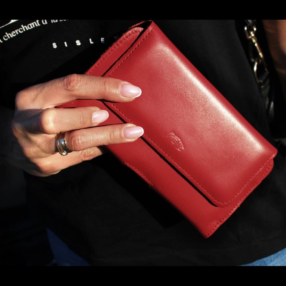 LURESKO ELLA XXL Lederschutzhülle für Telefon - 170x85x12 / für Handtasche Rucksack (rot) - 12