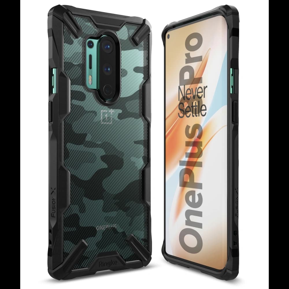 Etui Ringke Fusion-X OnePlus 8 Pro Camo (Moro) Negru - 2