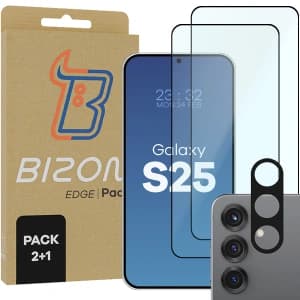 Bizon Edge 2 Pack 2x sklo na obrazovku + 1x sklo na kameru Samsung Galaxy S25