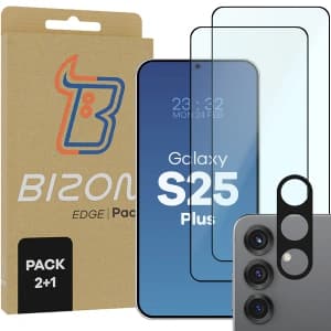 Bizon Edge 2 Pack 2x screen glass + 1x camera glass Samsung Galaxy S25+ Plus