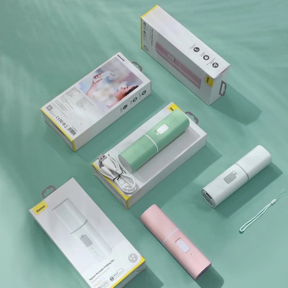 Hordozható kézi ventilátor Baseus Square (rózsaszín) - 6