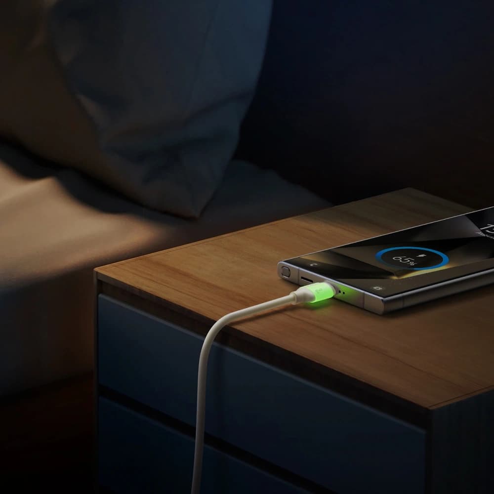 Joyroom S-A53 3A USB-A / USB-C kabel s fluoreskujícím hrotem 2m béžový - 3