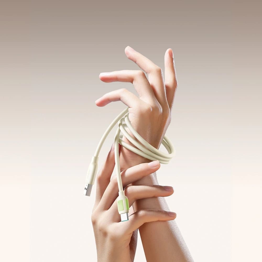 Joyroom S-A53 3A USB-A / USB-C kabel s fluoreskujícím hrotem 2m béžový - 4