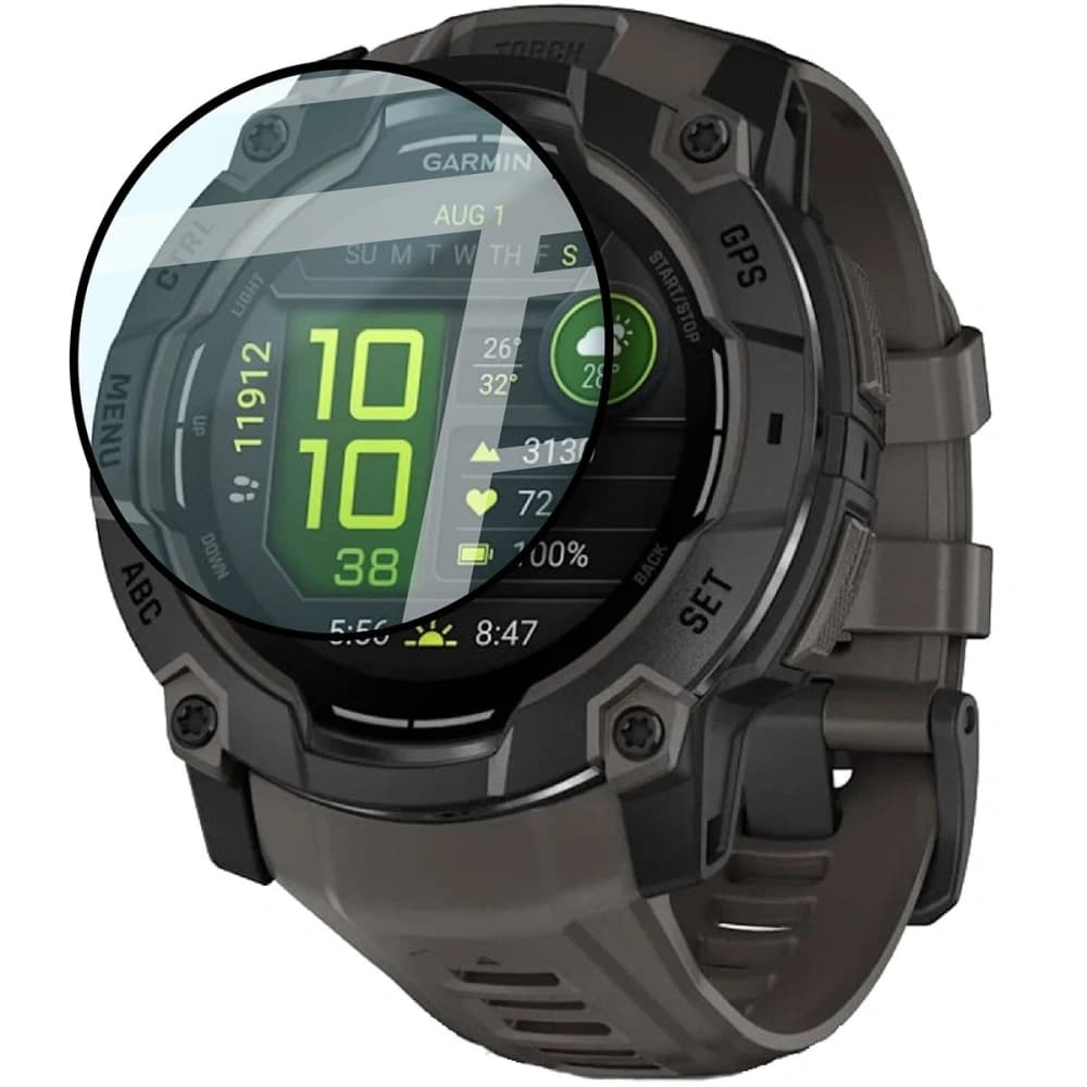 Bizon Glass Watch Edge Hybrid Garmin Instinct 3 50 mm black - 3