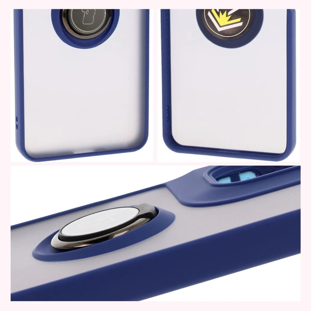 Bizon Case Hybrid Ring Motorola Moto G05 / E15 smoky with a dark blue frame - 4