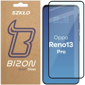 Szkło hartowane Bizon Glass Edge 3D do Oppo Reno13 Pro czarna ramka