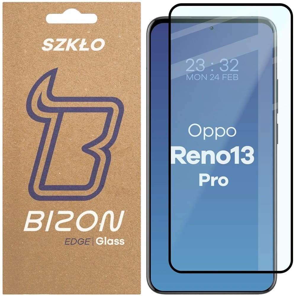 Szkło hartowane Bizon Glass Edge 3D do Oppo Reno13 Pro czarna ramka - 1