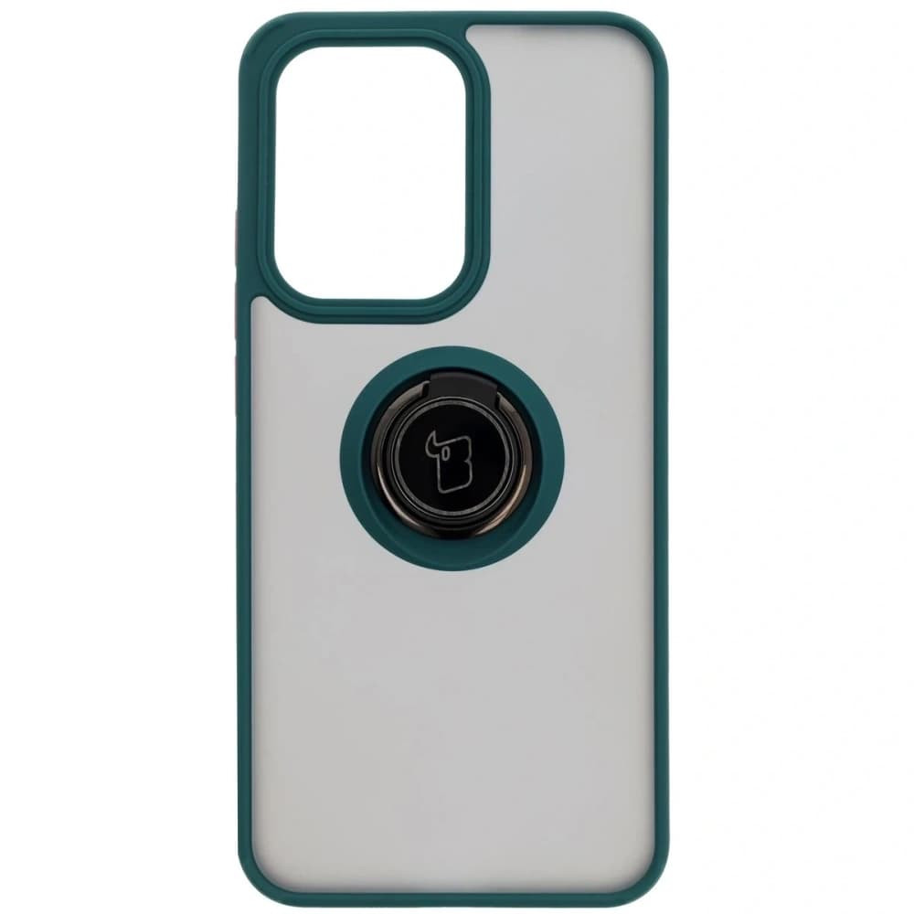 Etui z uchwytem na palec Bizon Case Hybrid Ring do Oppo Reno13 Pro przydymione z ciemnozieloną ramką - 2