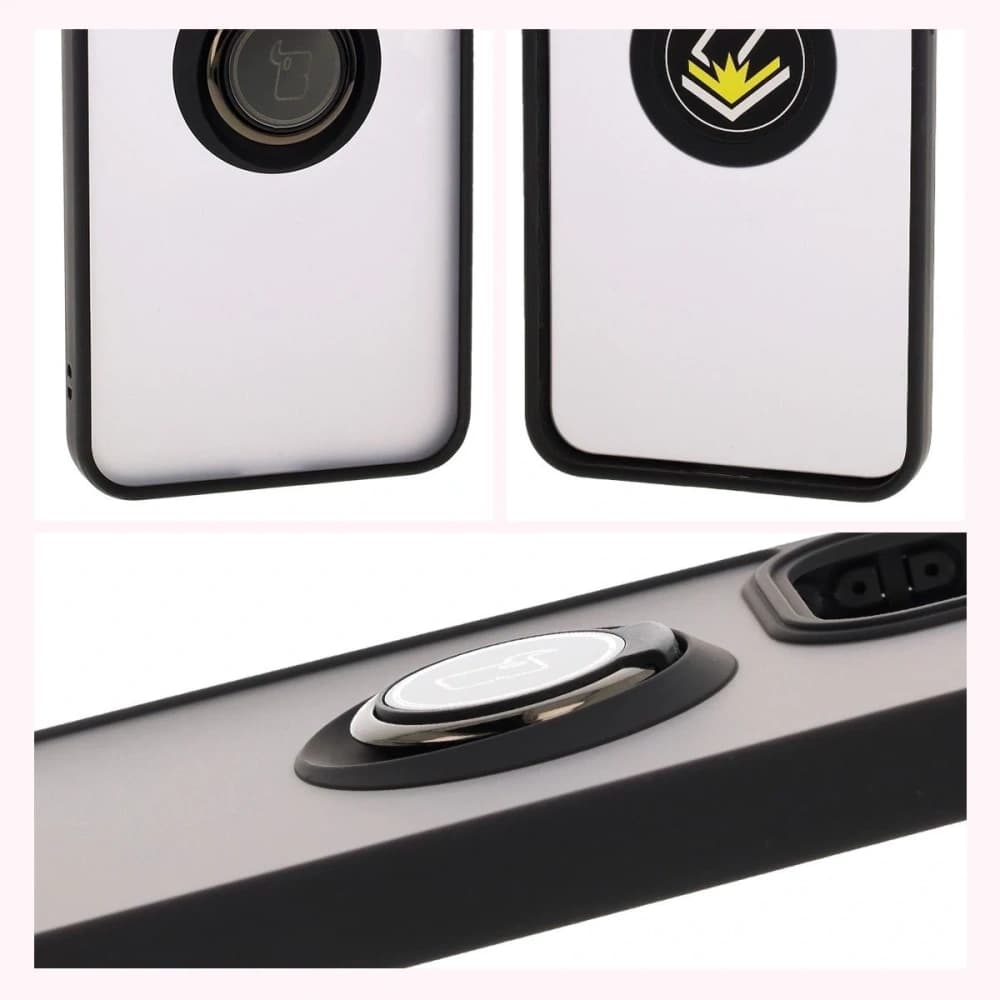 Etui z uchwytem na palec Bizon Case Hybrid Ring do Oppo Reno13 Pro przydymione z czarną ramką - 4