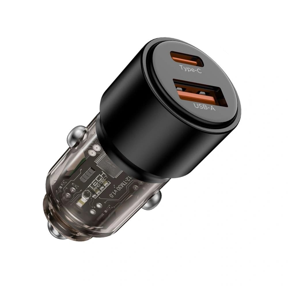 Tech-Protect Încărcător auto CC03 cu 2 porturi USB-A, USB-C PD 95W / QC 3.0 Negru - 2