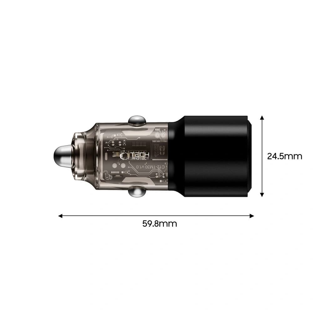 Tech-Protect Încărcător auto CC03 cu 2 porturi USB-A, USB-C PD 95W / QC 3.0 Negru - 3