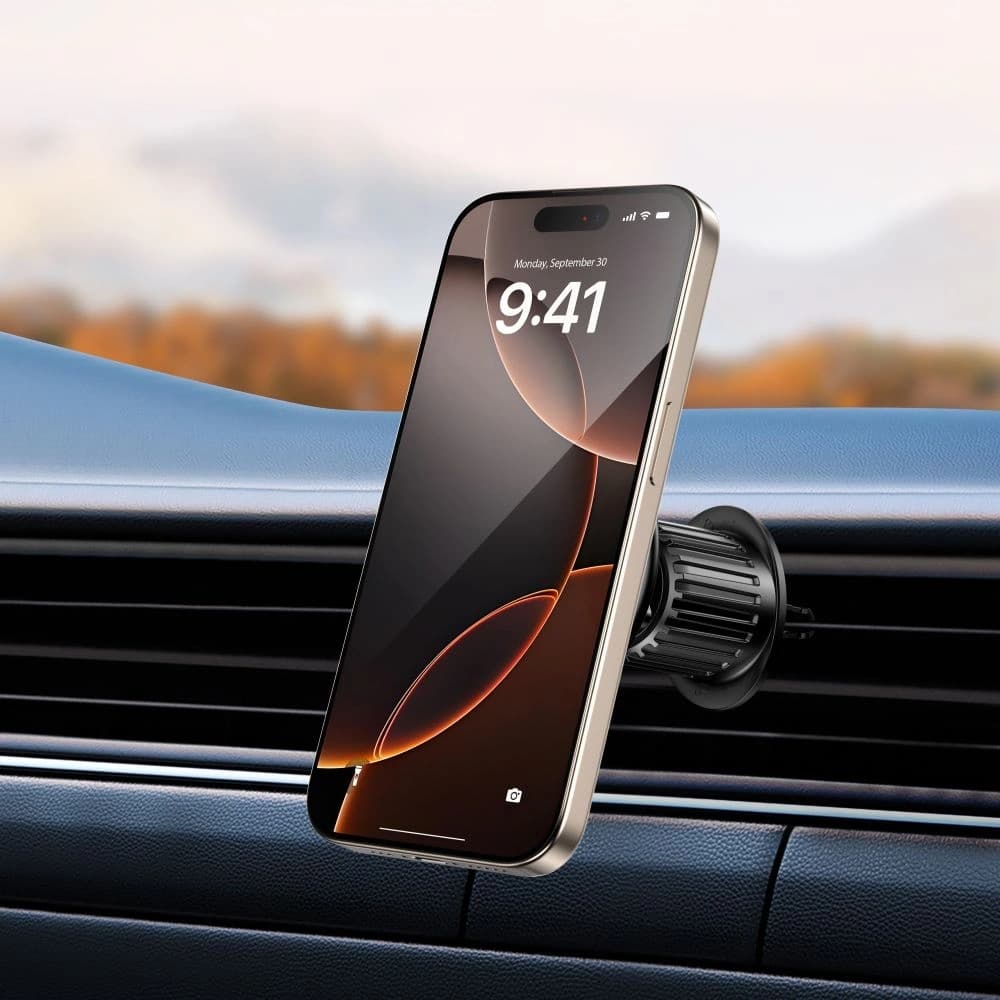 Car mount for dashboard / vent with wireless charger Tech-Protect MM15W-V10 Magnetic MagSafe Dashboard & Vent Car Mount Wireless Charger 15W Black - 8
