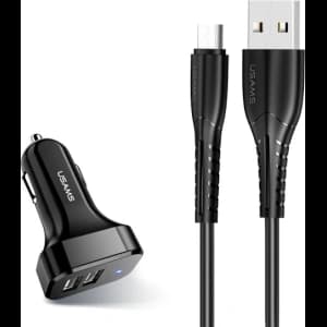 [CR] USAMS C13 Car Charger 2xUSB 2.1A microUSB black/black NTU35MC13TZ