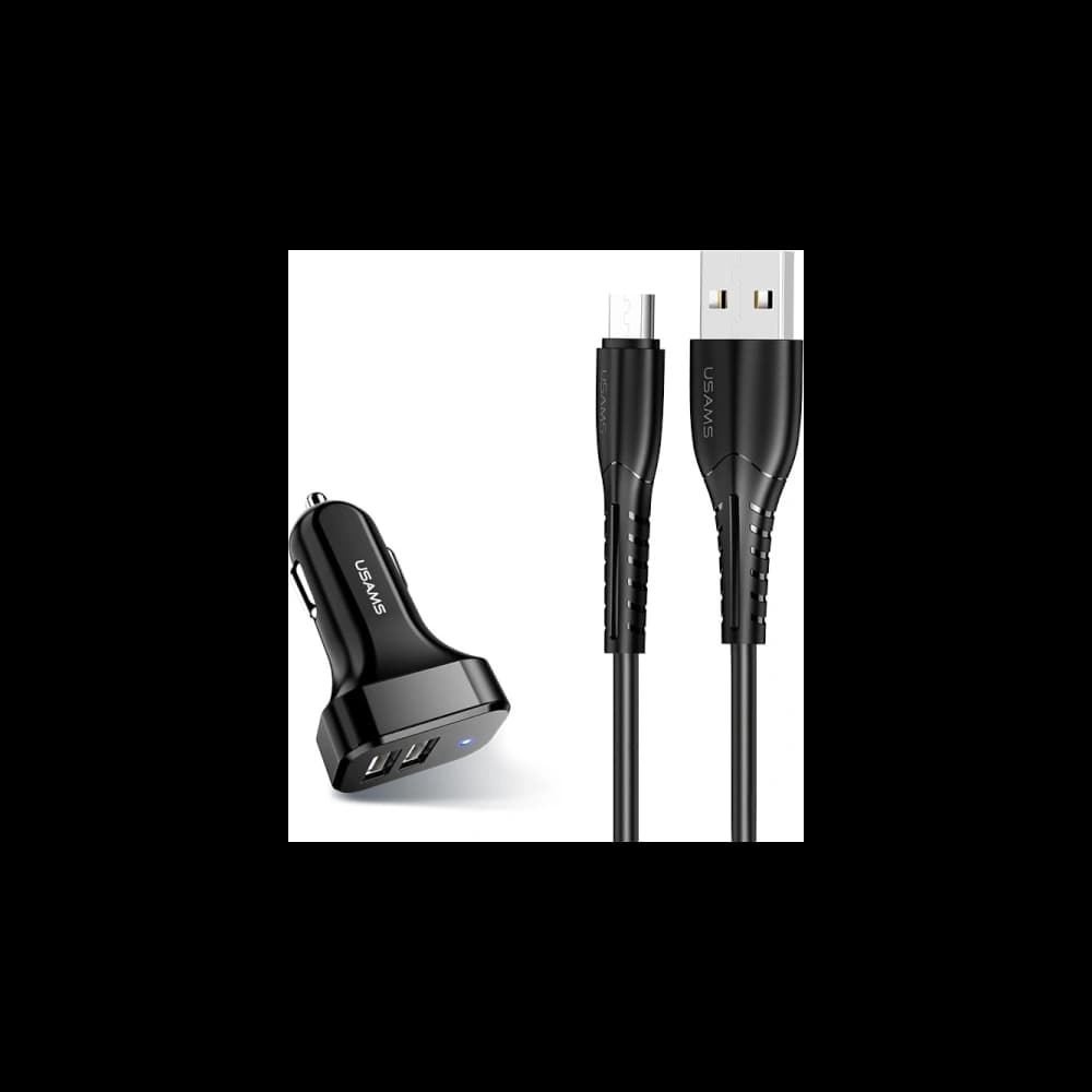 [CR] USAMS C13 Car Charger 2xUSB 2.1A microUSB black/black NTU35MC13TZ - 1