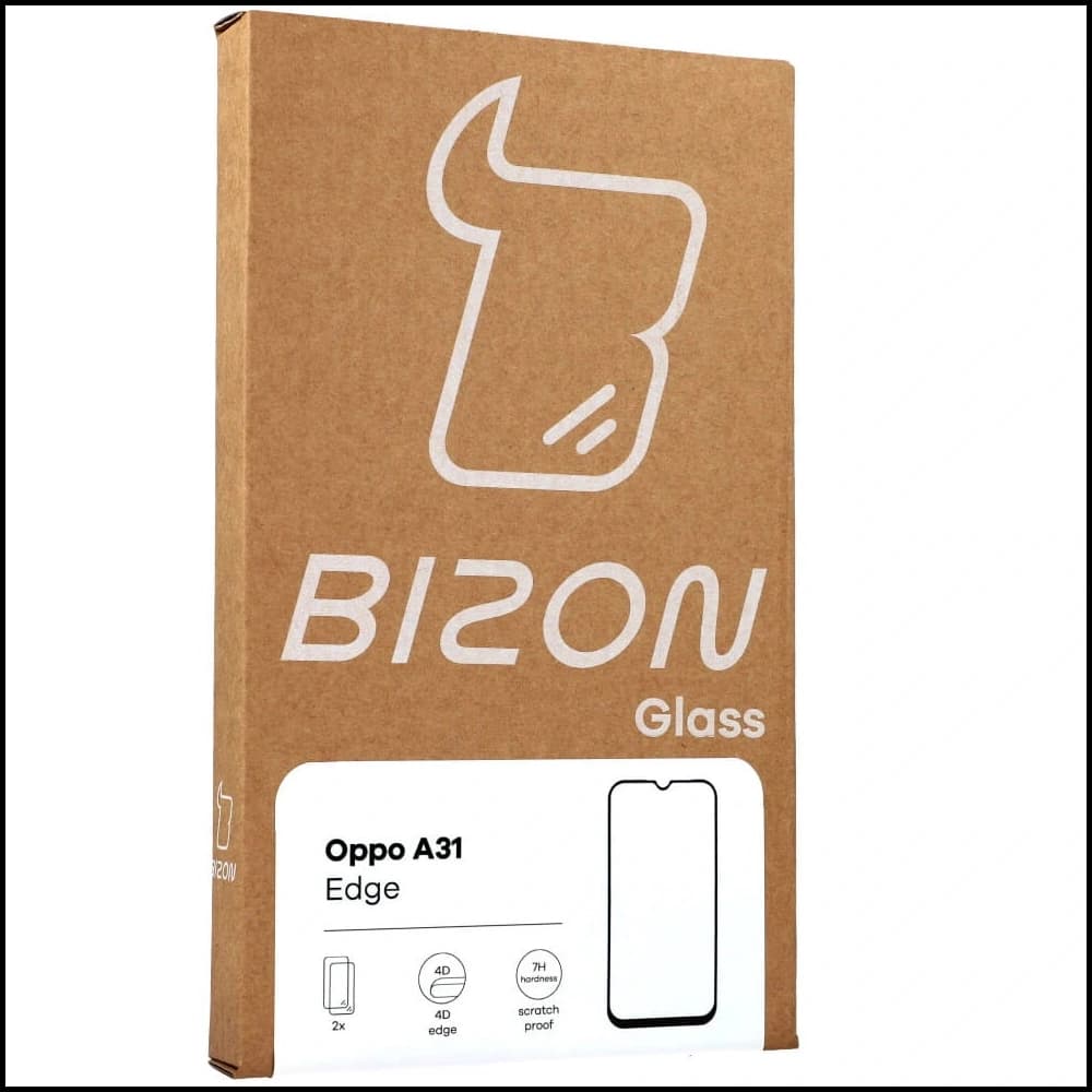 Bizon Edge 2 Pack 2x gehärtetes Glas + 1x Linsenschutz für Oppo A31 - 8