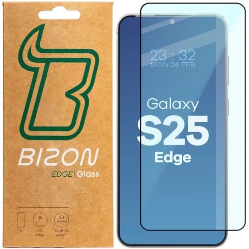 Bizon Glass Edge Samsung Galaxy S25 Edge black frame
