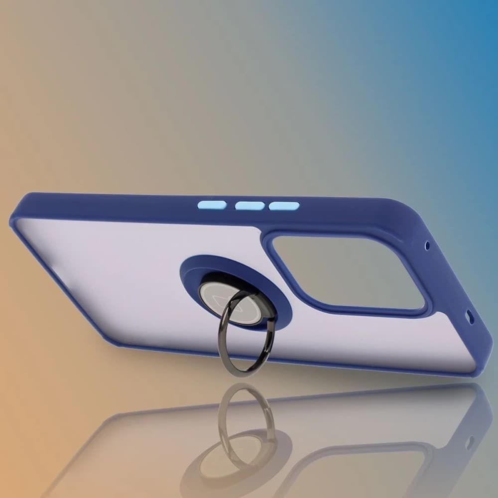 Bizon Case Hybrid Ring Oppo Reno13 F / FS kouřový s námořnickým modrým rámem - 6