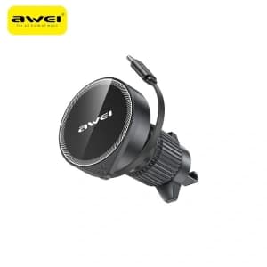 AWEI X73 suport auto MagSafe de 15W pentru ventilatie cu încărcare wireless, negru