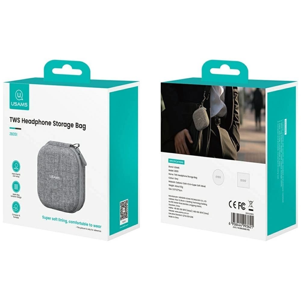 USAMS ZB351 TWS Ohrhörer-Hülle Grau - 10