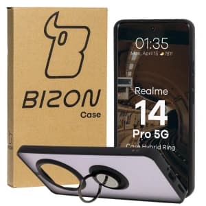 Bizon Case Hybrid Ring Realme 14 Pro 5G rauchig mit einem schwarzen Rahmen