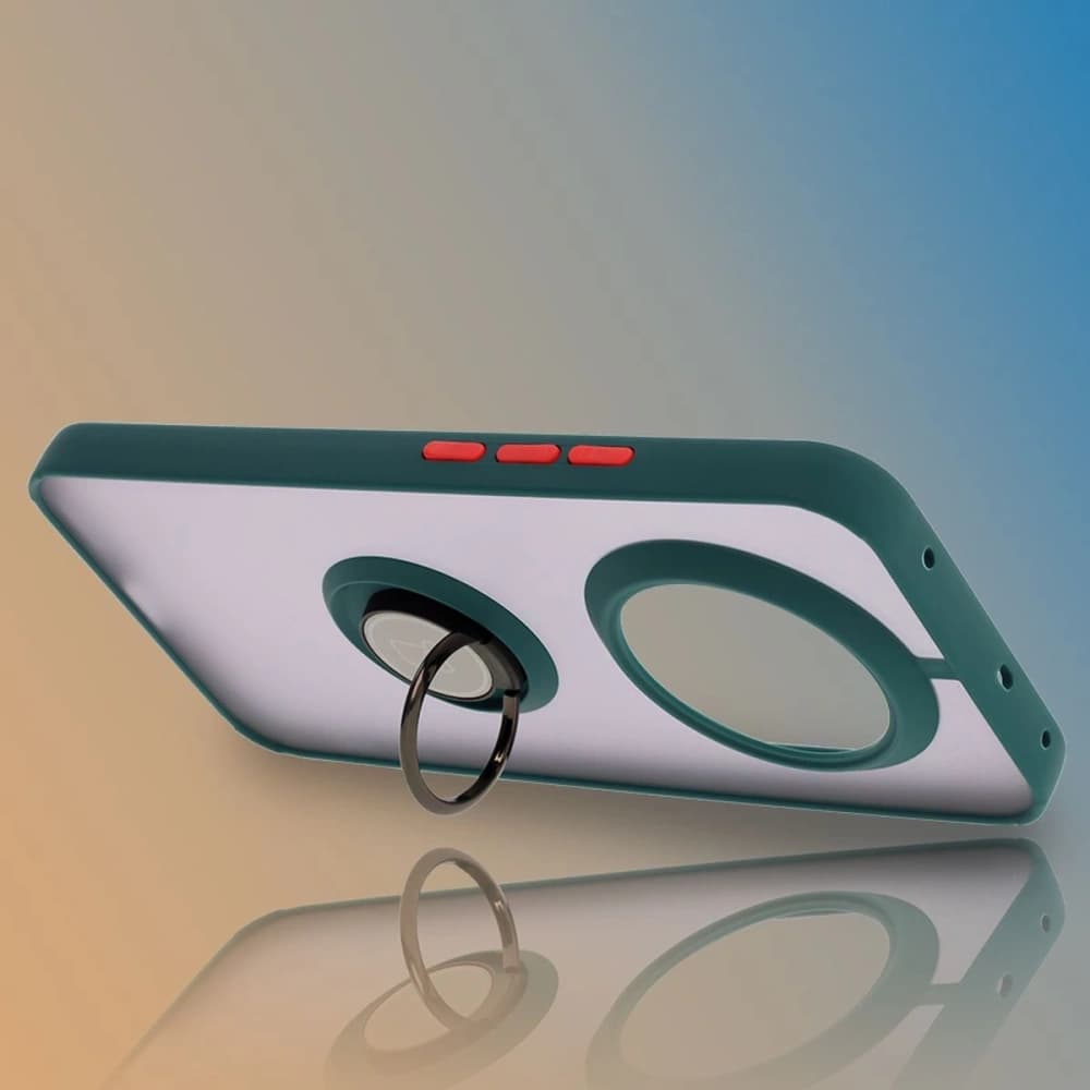 Bizon Case Hybrid Ring Realme 14 Pro Plus 5G smoky with a dark green frame - 6