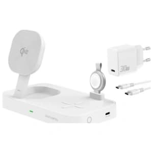 4smarts Qi2 Trident-Ladestation mit MFI-Schnellladegerät für die Apple Watch weiß