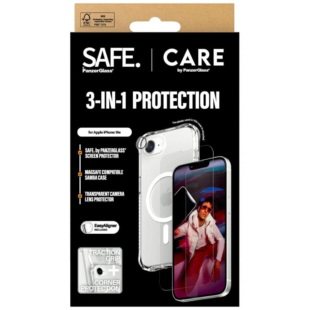 CARE by PanzerGlass Fashion 3in1 Protective set: case + tempered glass + lens glass Apple iPhone 17e / 16e - 5