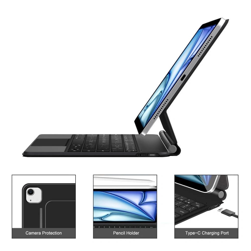 Tech-Protect SmartCase Magnetic + Tastatur für Apple iPad Air 10,9" 2020/2022 / iPad Air 11" 2024/2025 Schwarz - 8