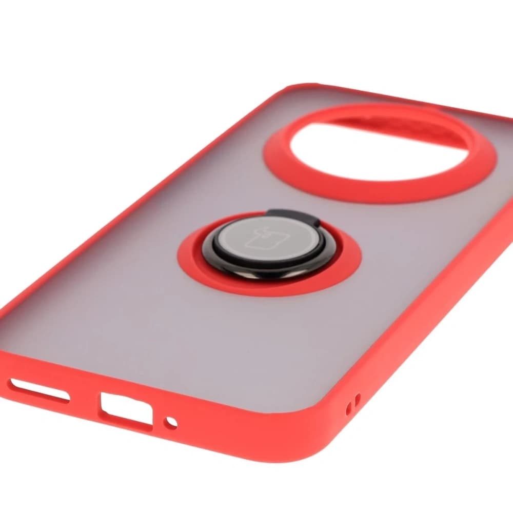 Bizon Case Hybrid Ring Realme 14 Pro+ Plus 5G rauchig mit rotem Rahmen - 5